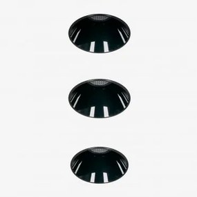 Pack De 3 Downlights Led Embutidos Sem Moldura Trimless Redondos Em Alumínio Luisiana Preto & Branco 3000k & Ø6,4 Cm & 10 W & 38º - Sklum