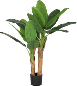HOMCOM Planta Artificial Ø17x120 cm Bananeira Atificial com Vaso e 15 Folhas Planta Artificial Decorativa para Interior Verde | Aosom Portugal