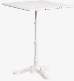 Mesa De Bar Quadrada 60x60 Cm Em Terraço Azteca Terrazzo Marfim E Preto - Branco Glacial - Sklum