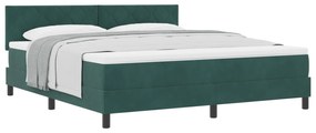 Cama Box Spring vidaXL com Colchão Verde Escuro Super King Veludo
