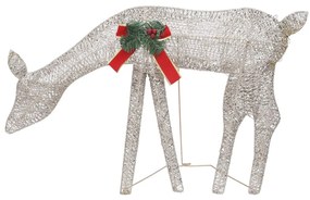 Renas de Natal 6 pcs malha dourado/branco quente