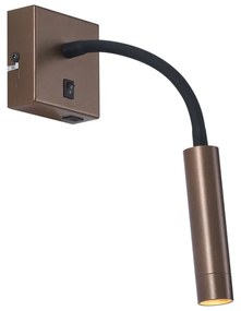 Candeeiro de Parede Moderno Bronze com Porta USB-C - Gosna