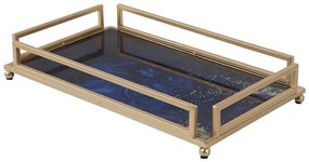 Bandeja decorativa azul e dourado PRIVAS Beliani