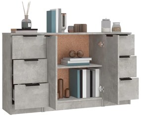 Aparadores 3 pcs derivados de madeira cinzento cimento