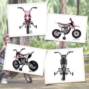 Moto elétrica para crianças, moto de motocross para crianças dos 3 aos 6 anos, 2 motores, 12 V, velocidade de 5 km/h, 109,5 x 60 x 72,5 cm, cor-de-ros