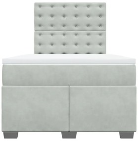 Cama boxspring c/ colchão 120x200 cm veludo cinzento-claro