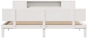 Cama com estante sem colchão 200x200 cm pinho maciço branco