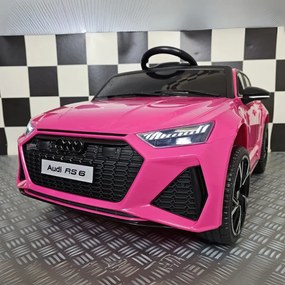 Carro elétrico para Crianças Audi RS6 12V Pneus Borracha EVA e Assento de couro Rosa