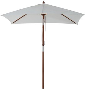 Outsunny Chapéu de Sol de Jardim 200x150x230cm Chapéu de Sol Retangular Inclinável com Polia Duplo Teto e Mastro Desmontável de Madeira para Terraço Pátio Creme