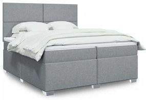 vidaXL Cama com molas/colchão 200x200 cm tecido cinza-claro