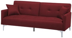 Sofá-cama de 3 lugares em tecido vermelho escuro LUCAN Beliani