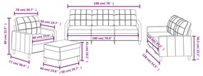 4 pcs conjunto de sofás com almofadões tecido cinzento-claro