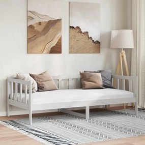 Sofá-cama 90x200 cm madeira de pinho maciça branco
