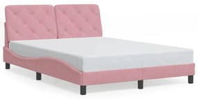 Estrutura de cama c/ luzes LED 120x200 cm veludo rosa