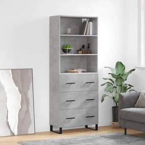 vidaXL Armário alto 69,5x34x180 cm derivados de madeira cinza cimento