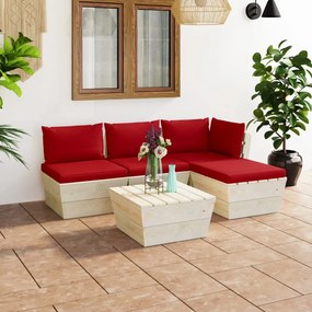 5 pcs conjunto lounge de paletes + almofadões madeira de abeto