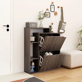 vidaXL Sapateira 79,5x24x90,5 cm contraplacado cor sonoma cinzento