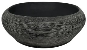 Lavatório de bancada oval 59x40x14 cm cerâmica cinza e preto