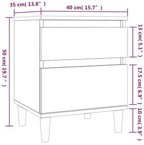 Mesa de cabeceira 40x35x50 cm cinzento sonoma