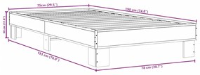 Estrutura de cama derivados de madeira e metal carvalho fumado