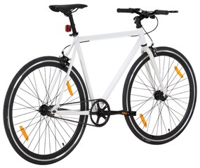 Bicicleta de mudanças fixas 700c 51 cm branco e preto