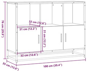 Aparador 100x35x76 cm derivados de madeira cinzento sonoma