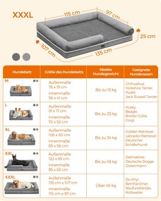 Cama ortopédica para cães Almofada Estofamento macio 135 x 107 x 25 cm Cinzento claro