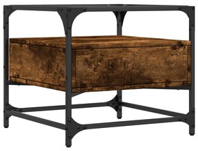Mesa de centro c/ topo de vidro 50x50x45 cm carvalho fumado aço