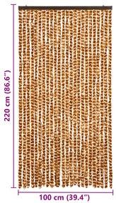 Cortina anti-insetos 100x220 cm chenille ocre e branco