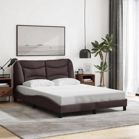 Estrutura de cama sem colchão 140x200 cm tecido castanho-escuro