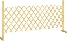 Outsunny Barreira Extensível em Madeira de Abeto 180 cm, Base Estável, para Interior Exterior Varanda Jardim, 180x30x90cm, Natural | Aosom Portugal