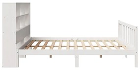 Cama com estante sem colchão 180x200 cm pinho maciço branco