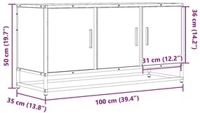 Móvel p/ TV 100x35x50cm derivados madeira/metal cinzento sonoma