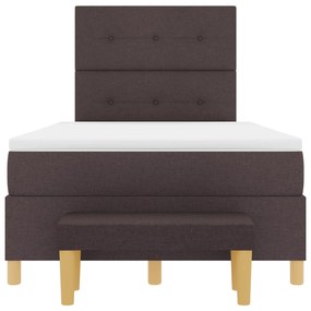 Cama Box Spring com Colchão e Banco Marrom Escuro 120x190 cm Tecido