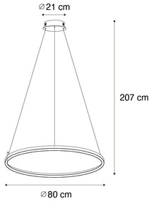 Candeeiro de suspensão preto 80 cm com LED regulável em 3 níveis - Girello Design