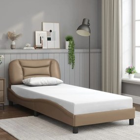 vidaXL Estrutura cama cabeceira 90x200 cm couro artificial cappuccino