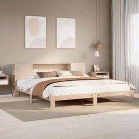 vidaXL Cama com estante sem colchão 180x200 cm pinho maciço