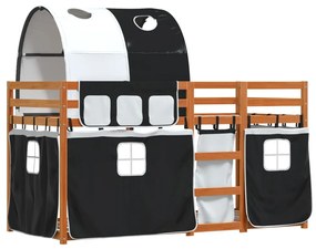 Beliche com cortinas 75x190 cm pinho maciço branco e preto