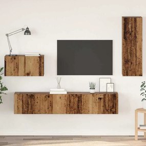 Gabinete de TV de Parede 4 pcs Madeira Antiga Médio