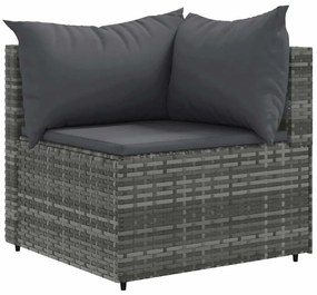 8 pcs conjunto lounge de jardim c/ almofadões vime PE cinzento