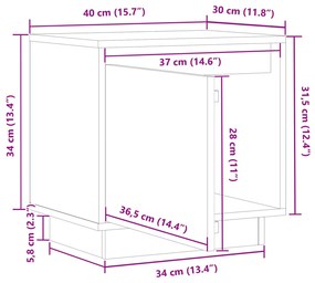 Mesas de cabeceira 2 pcs 40x30x40 cm pinho maciço cinza