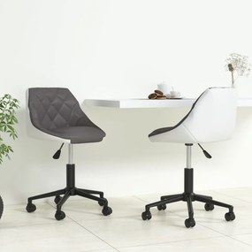vidaXL Cadeiras jantar giratórias 2 pcs couro art. cinzento/branco