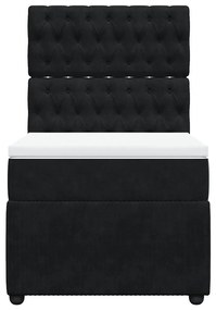 Cama com molas/colchão 100x200 cm veludo preto