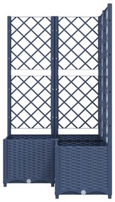 Vaso/floreira jardim c/ treliça 80x80x136 cm PP cinzento azul
