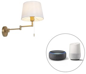 LED Candeeiro de parede inteligente bronze com abajur branco incl. Wifi A60 - Ladas Deluxe Moderno