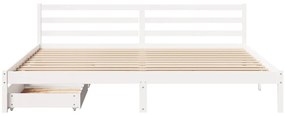 Cama sem colchão 200x200 cm madeira de pinho maciça branco