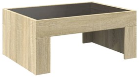 Mesa de centro luzes LED Infinity 70x50x30 cm carvalho sonoma