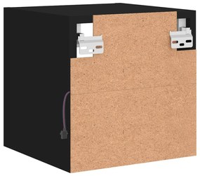 Móvel de parede para TV com luzes LED 30x28,5x30 cm preto