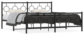 vidaXL Estrutura de cama com cabeceira e pés 183x213 cm metal preto