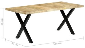 Mesa de jantar 180x90x76 cm madeira de mangueira maciça